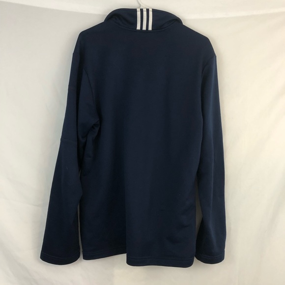 VTG 90s Adidas Classic Blue White Stripe 1/4 Zip Track Jacket Pullover Large - Picture 8 of 9